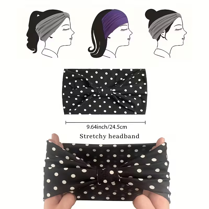Polka dot atado headbands boho - Yoga Fitness Band avaliação e preço